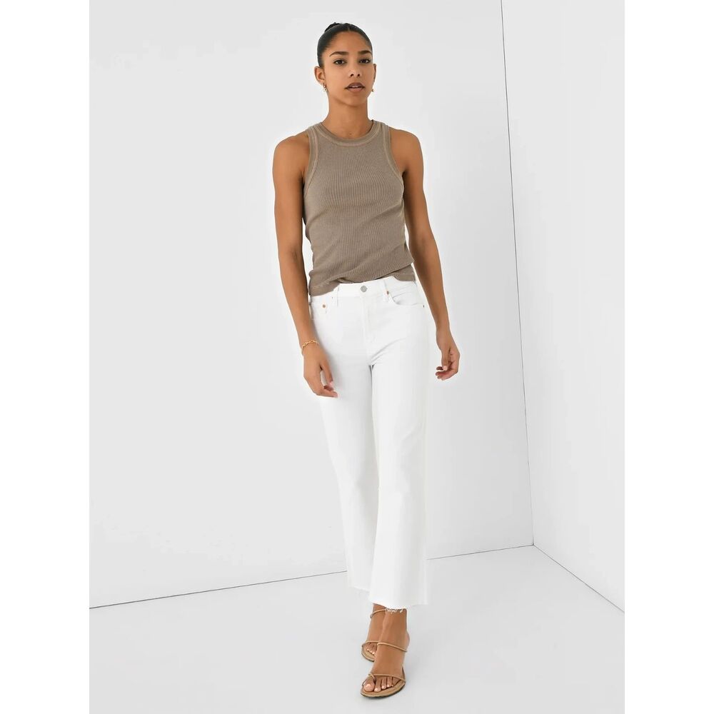 Citizens of Humanity Cropped Bootcut Jeans 30 Raw Hem Vacation Chic White Isola